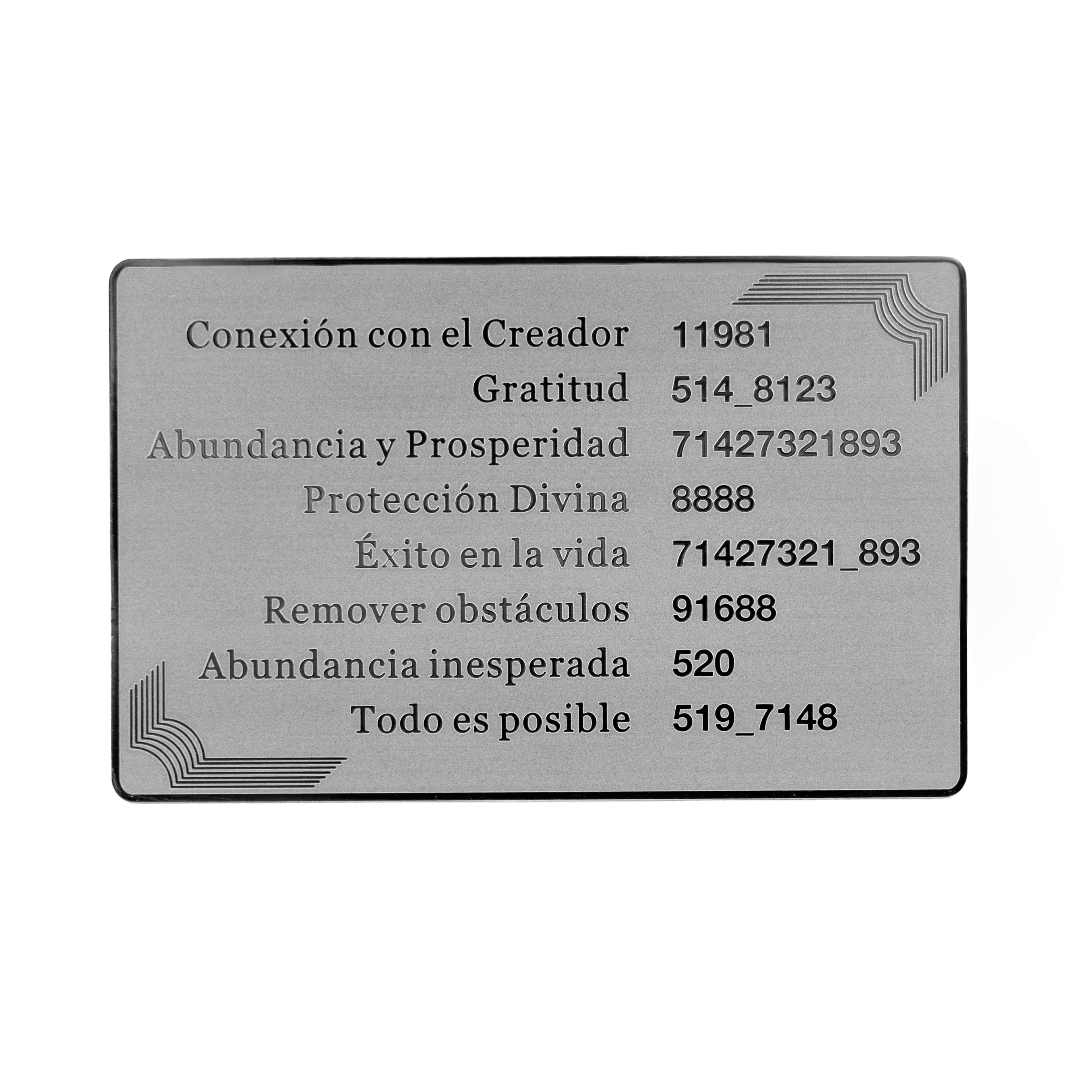 Grabovoi number wallet card designed to enhance abundance, wealth, and financial alignment through spiritual technology.