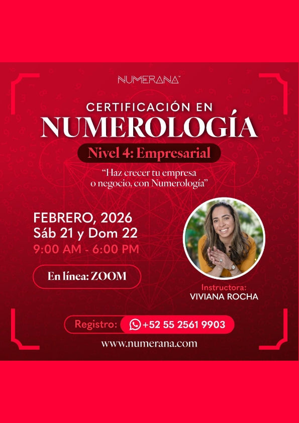 Certificación En Zoom De Numerologia Nivel 4: Numerología Empresarial (Nuevo)