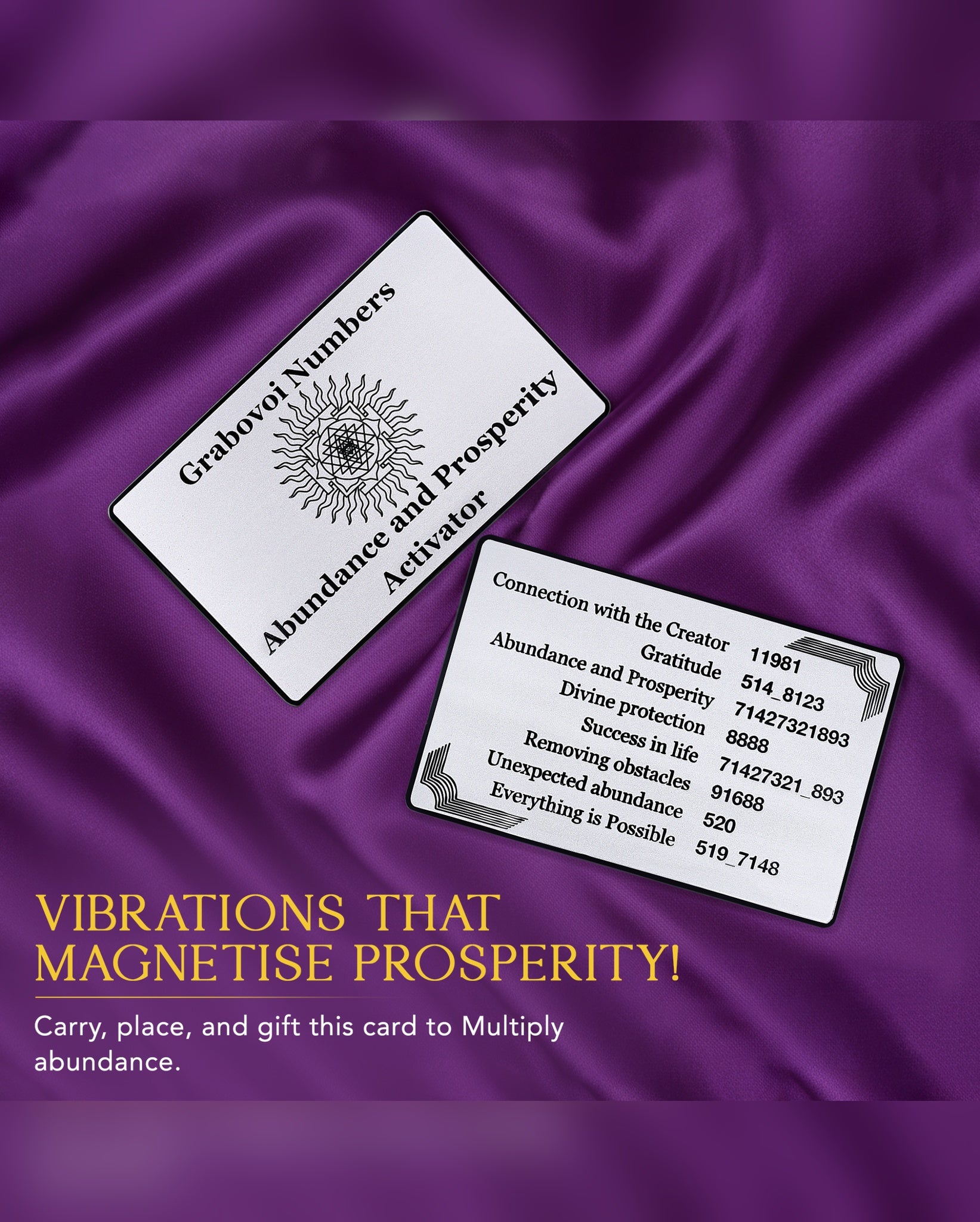Abundance Activator Card with Grabovoi Numbers and Sacred Geometry