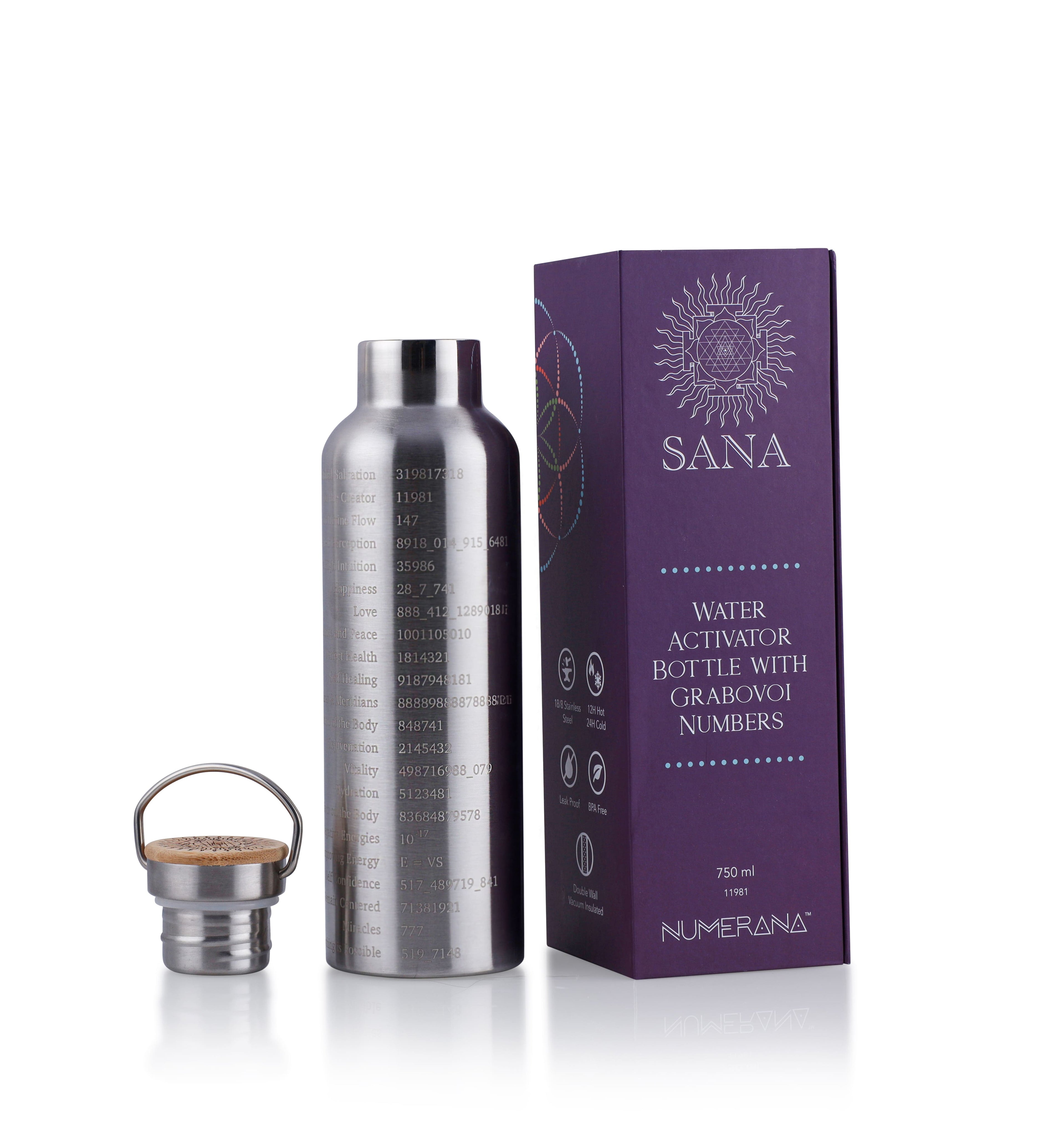 Water Activator Bottle with Grabovoi Numbers and Sacred Geometry (750ml)