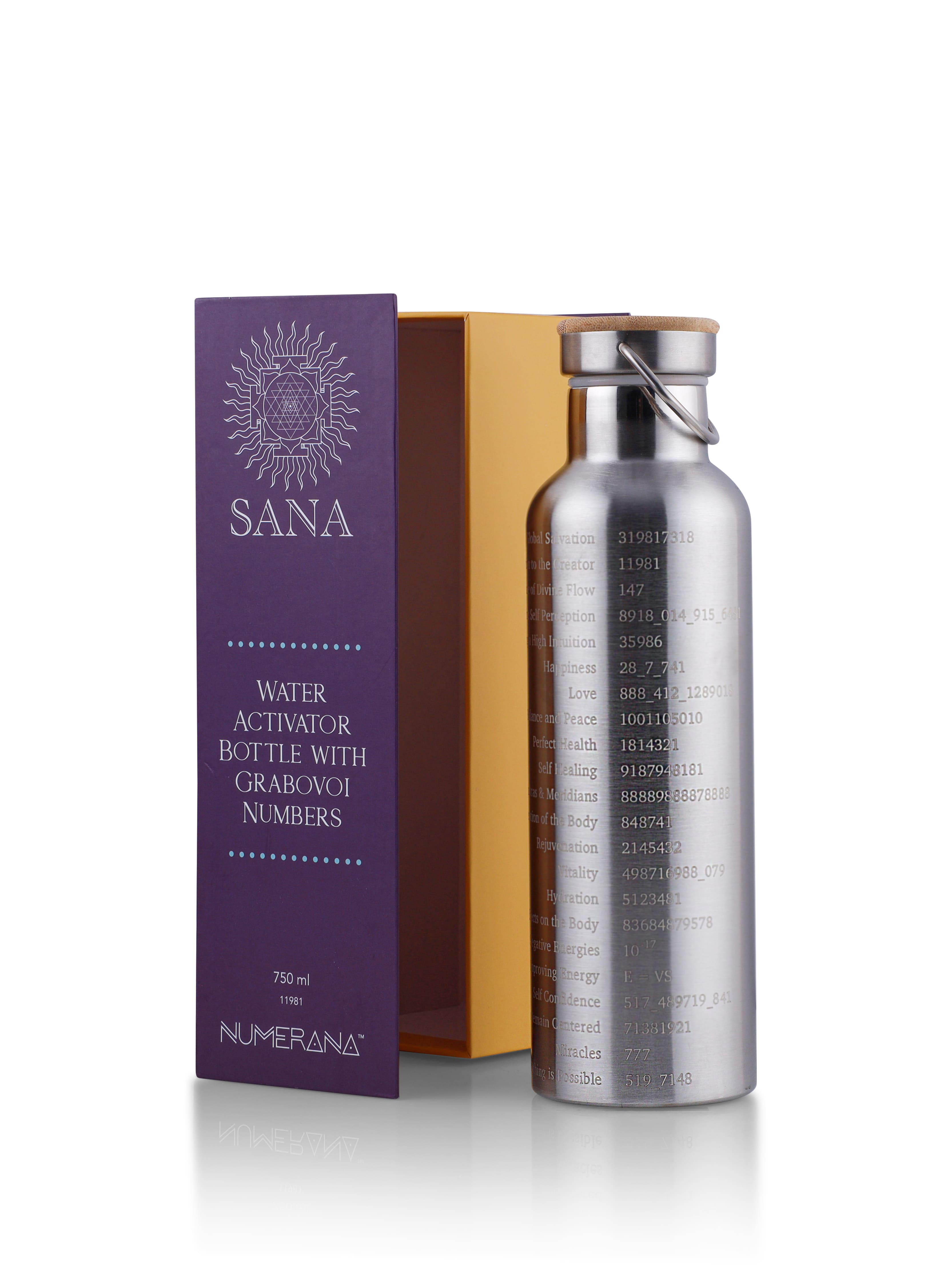 Water Activator Bottle with Grabovoi Numbers and Sacred Geometry (750ml)