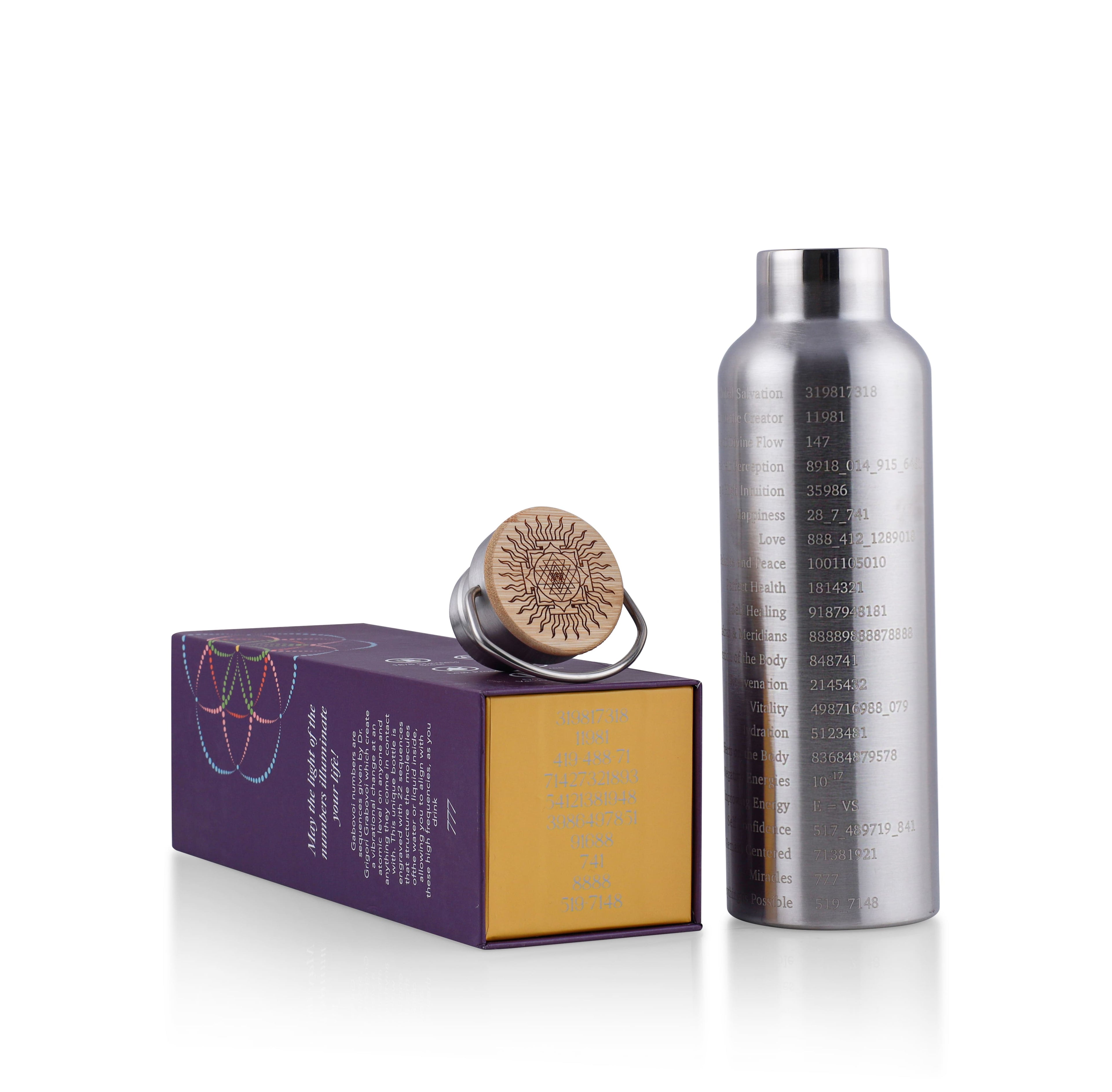 Water Activator Bottle with Grabovoi Numbers and Sacred Geometry (750ml)