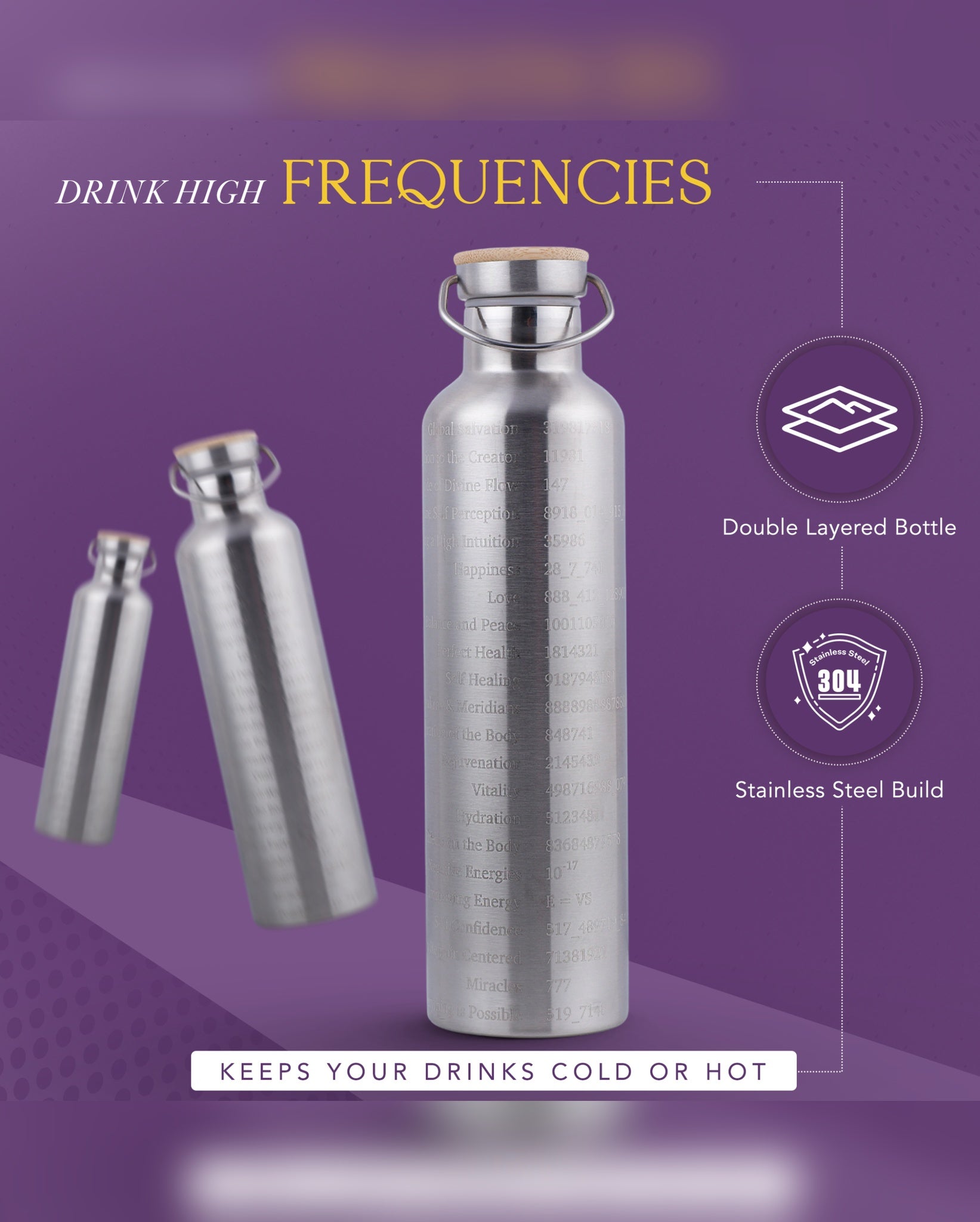 Water Activator Bottle with Grabovoi Numbers and Sacred Geometry (750ml)
