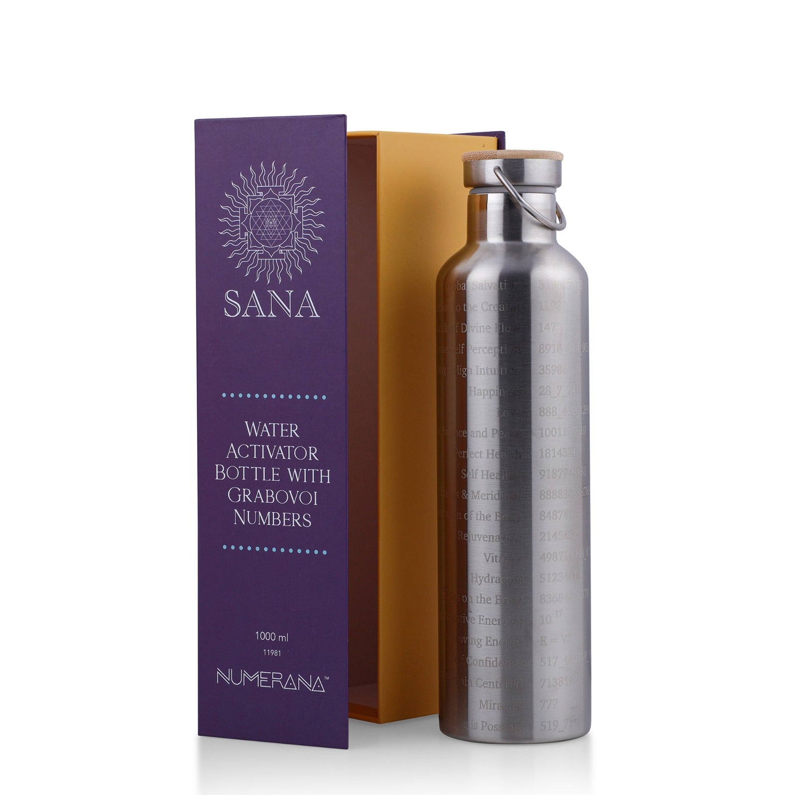 Water Activator Bottle with Grabovoi Numbers and Sacred Geometry (1L | 1000ml)