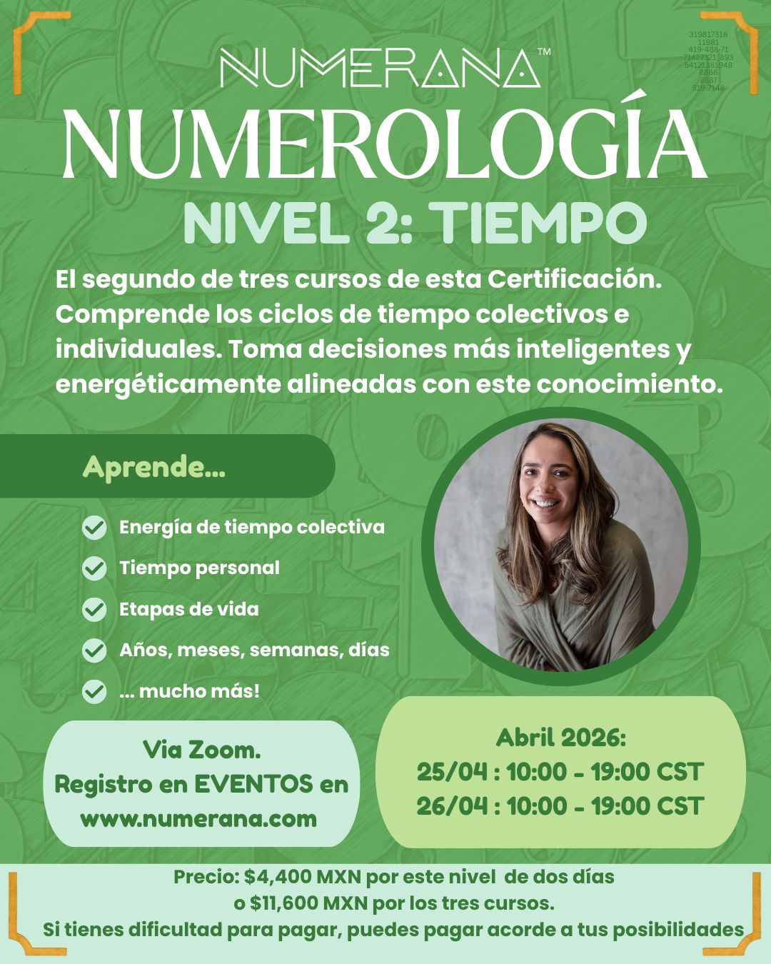 Certificación De Numerología | Por Zoom | Nivel 2: El Tiempo (2026)