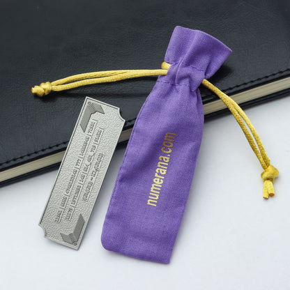 Metallic Grabovoi number charm for vehicles, designed to enhance protection, remove obstacles, and harmonize travel energy