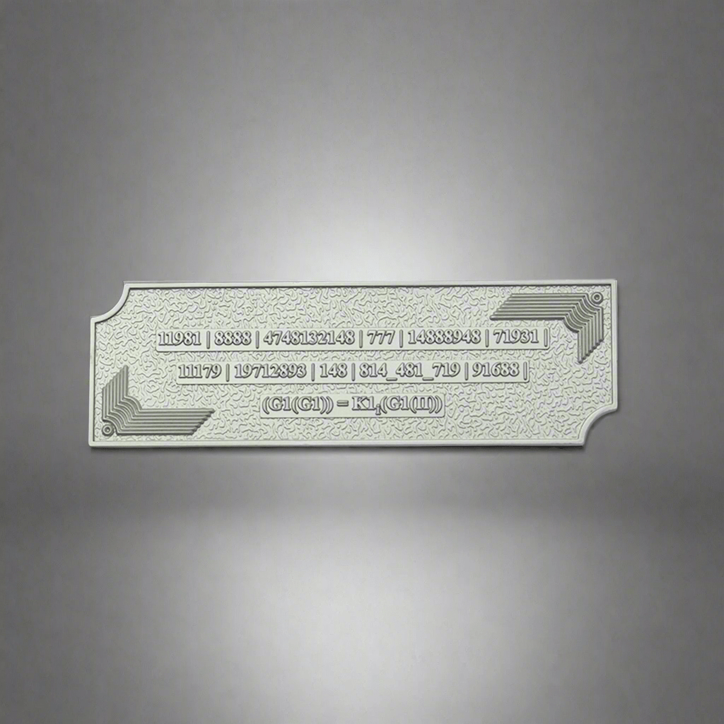 Metallic Grabovoi number charm for vehicles, designed to enhance protection, remove obstacles, and harmonize travel energy