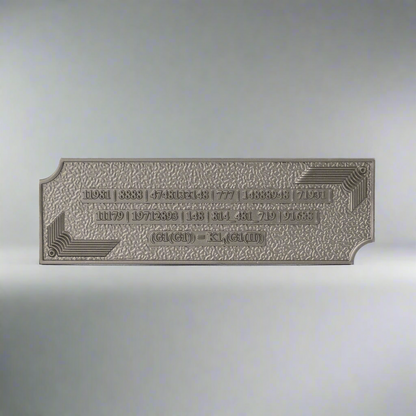 Metallic Grabovoi number charm for vehicles, designed to enhance protection, remove obstacles, and harmonize travel energy